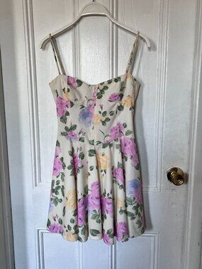 Zara Coquette Floral Bustier Corset Fit & Flare Mini Cottagecore Pastel Dress M